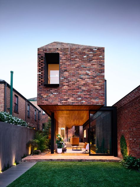 Terrace House Exterior, Terrace Houses, Melbourne Architecture, Victorian Terrace House, North Melbourne, Internal Courtyard, Edwardian House, Brick Exterior House, Brick Exterior