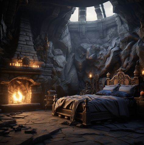 Fantasy Fortress Interior, Dragonstone Bedroom, Dragonstone Interior, Dragonstone Art, House Of The Dragon Shifting, Dungeon Bedroom, Dark Castle Interior, Dragonstone Castle, Dungeon Room