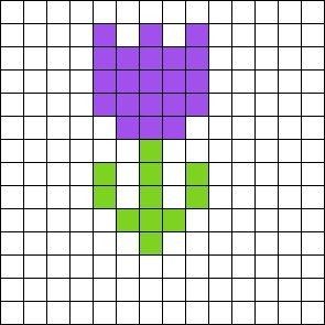 Tulip Grid Pattern, Tulip Perler Beads, Pixel Simple Art, Simple Perler Bead Patterns Ideas, Tulips Pixel Art, Perler Pixel Art, Pixel Art Pattern Simple, Pixel Art Easy Ideas, Easy Perler Bead Patterns Simple