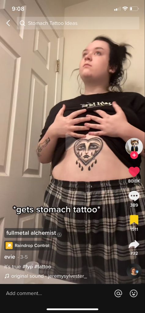 Plus Size Stomach Tattoo, Tattoo On Stomach, Crying Heart, Stomach Tattoo, Stomach Tattoos, Heart Tattoo, Rain Drops, Back Tattoo, Tattoo On