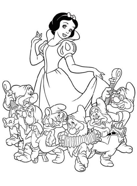 Snow White Drawing, Snow White Pictures, Snow White Coloring Pages, Baby Snow White, Snow White Dwarfs, Disney Princess Colors, Snow White Seven Dwarfs, Disney Princess Coloring Pages, Sette Nani