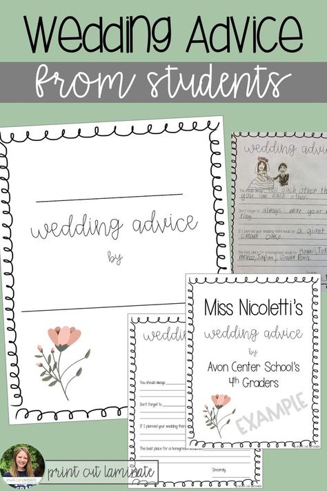 Is there a staff member getting married in your building this year!? Have your class, grade level or building plan a cute surprise gift for the future Mrs./Mr. Students will write their "wedding advice" using the sentence starters provided! Teacher Bridal Shower From Students, Teacher Wedding Ideas Student, Teacher Wedding Gift, Teacher Wedding, Wedding Messages, Cute Surprises, Sentence Starters, The Sentence, A Staff