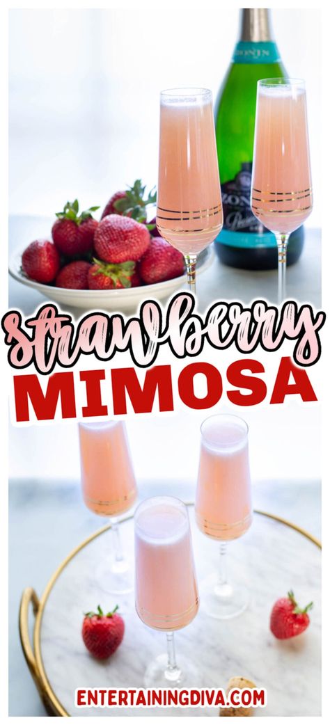 Strawberry Mimosas (With Fresh Or Frozen Strawberries) | Party Cocktails Shot Recipes Vodka, Strawberry Mimosas, Party Jello Shots, Best Jello Shot Recipes, Mimosas Recipe, Vodka Jello Shots, Frozen Strawberry Recipes, Sonic Cherry Limeade, Classic Mimosa