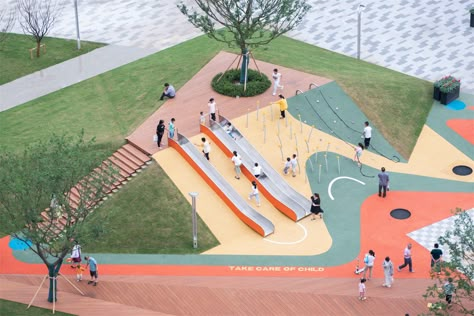 Urban Playground Landscape Architecture, Urban Playground Design, Children Play Area Design, Playground Design Landscape, Playground Design Plan, Kids Playground Ideas, Playground Architecture, Children Play Area, Modern Playground