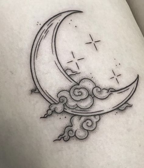 Women And Moon Tattoo, Black And White Moon Tattoo, Moon Tattoo On Forearm, Edgy Moon Tattoo, Cresent Tattoo Designs, Black And Grey Moon Tattoo, Crescent Tattoo Design, Crescent Moon Tattoo Color, Moon Tattoo Template