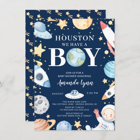 Houston We Have A Boy Outer Space Baby Shower Invi Invitation - tap to personalize and get yours #Invitation #houston #we #have #a, #space, Houston We Have A Boy, Outer Space Baby Shower, Galaxy Astronaut, Baby Boy Invitations, Baby Boy Shower Invitations, Baby Shower Safari, Outer Space Theme, Boy Shower Invitations, Baby Shower Invitaciones