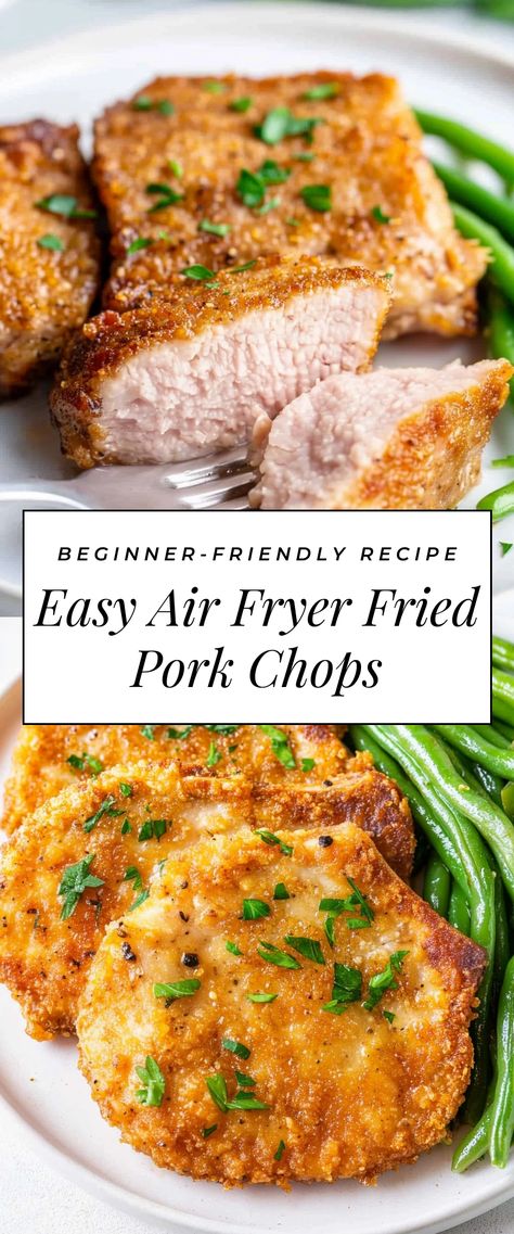 Image for Easy Air Fryer Fried Pork Chops Airfryer Pork Chops Boneless, Airfryer Dinner, Air Fry Pork Chops, Pork Chop Seasoning, Crispy Air Fryer Chicken, Air Fryer Vegetables, Stuffed Pork Chops, Flexitarian Recipes, Air Fryer Pork