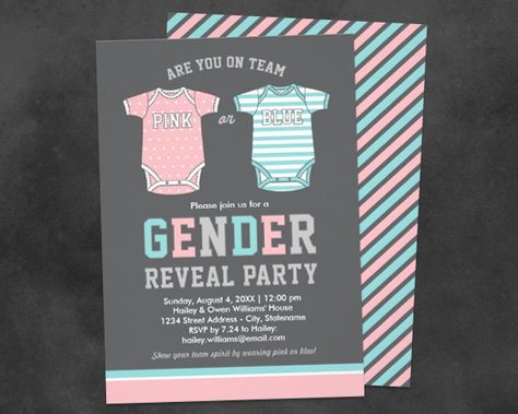 Plush Paper Design Blog: Baby : Gender Reveal Party Invitations Party Gender Reveal Ideas, Gender Reveal Party Food, Gender Reveal Invite, Blue Gender Reveal, Gender Reveal Gifts, Gender Reveal Party Invitations, Team Pink, Baby Reveal Party, Gender Reveal Party Ideas