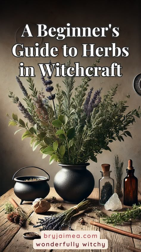 New to witchcraft? This beginner's guide to herbs in witchcraft explores their magical properties and how to incorporate them into your practice. Learn how everyday herbs like rosemary, basil, and lavender can be used in spells and rituals for protection, love, healing, and more. Whether you’re just starting or looking to enhance your practice, this guide offers practical tips for working with herbs and creating your own herbal magic. Using Herbs In Witchcraft, Herbs Magical Uses, Wiccan Herbs And Meanings, Herbs To Use In Witchcraft, How To Use Herbs In Witchcraft, Herbs For Witchcraft List, Herbs For Binding Spells, Witchcraft Herbs Meanings List, Herb Meanings Witchcraft