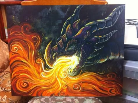 Easy Dragon Painting, Flame Jacket, Tattoo House, Paintings To Paint, Dragon Painting, Brush Tattoo, Mixed Media Art Canvas, Painting Brush, Art Tool