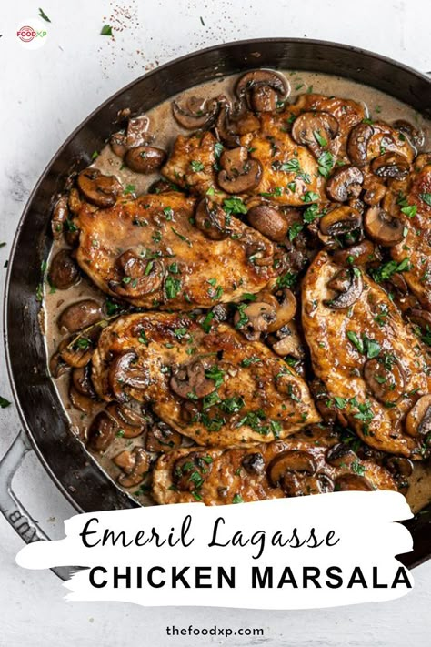 Emeril Lagasse’s Chicken Marsala Emeril Chicken Marsala, Chicken Marcella Recipes Easy, Carabbas Chicken Marsala Recipe, Carrabas Chicken Marsala Recipe, Chicken Marcella Recipes Italian Cooking, Authentic Chicken Marsala, Chicken Marabelle, Chicken Marcella Recipes, Chicken Marsala Recipe Best