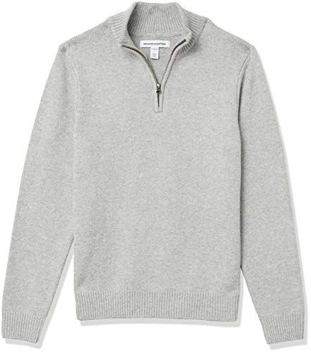 Gray Long Sleeve Fleece Sweatshirt, Grey Quarter Zip Sweater, Zipped Sweater, Men’s Quarter Zip, Luxury Gray Men's Sweatshirt, Mens Grey Quarter Zip Sweater, Pullover Sweater Men, Quarter Zip Sweater, Amazon Essentials