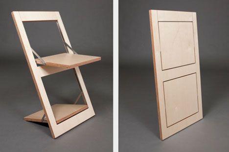 Super Simple Flat-Pack Idea to Reinvent the Folding Chair via dornob.com Flatpack Furniture, Picnic Chair, Transformer Table, Picnic Chairs, Minimalist Chair, Foldable Furniture, Kursi Bar, Transforming Furniture, Cnc Furniture