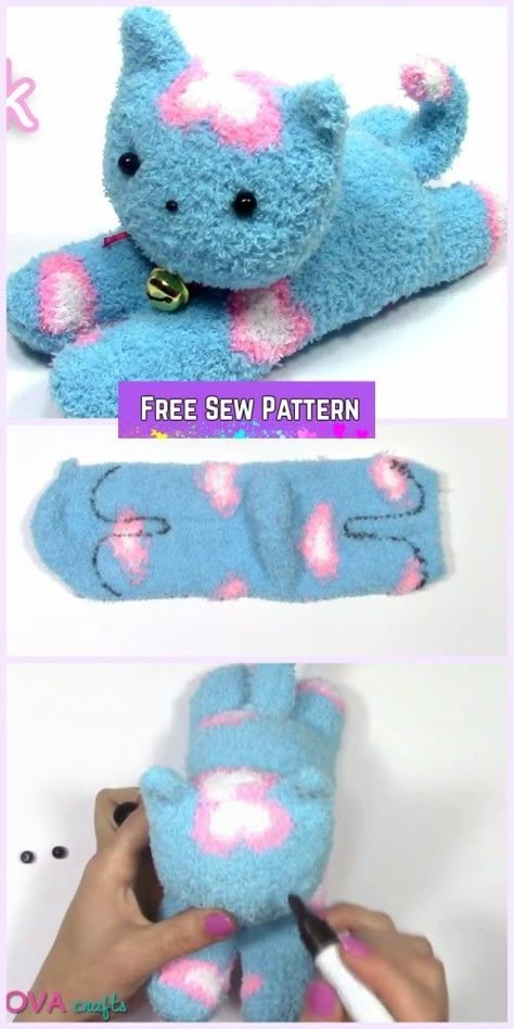 Sock Kittens Diy, Stuffies Diy, Sock Kitten, Sock Monkeys Diy, Kitten Crafts, Sock Animals Diy, Sock Cat, Diy Sock Toys, Sewing Animals