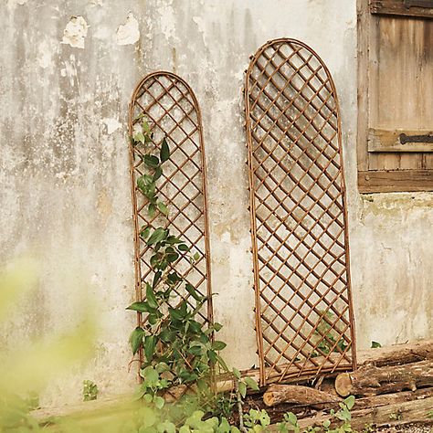 Rounded Top Willow Trellis, Small - Terrain European Cottage Home, Willow Trellis, Lattice Fence Panels, Panel Trellis, Wood Lattice, Plant Cages, Wall Trellis, Trellis Design, Rustic Flowers