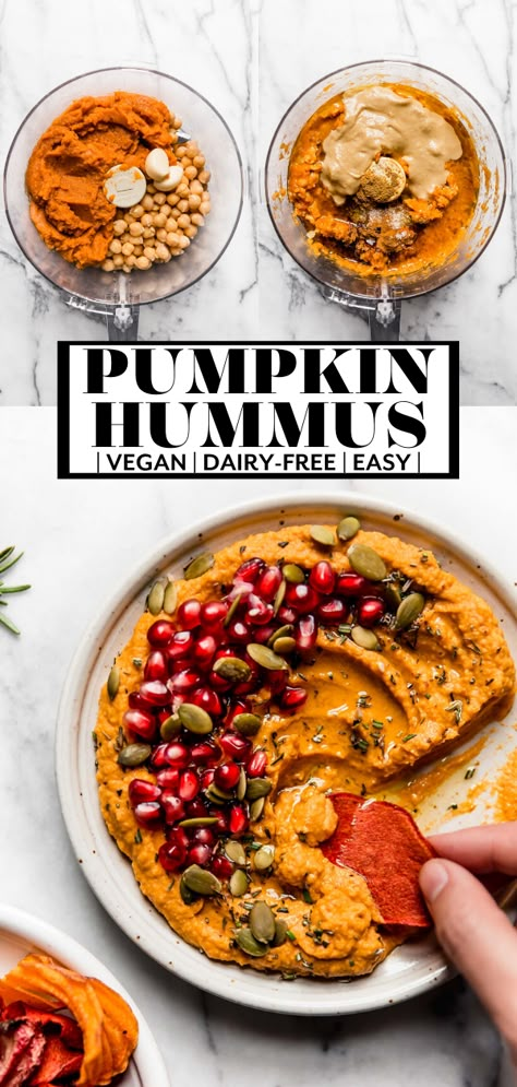 Halloween Hummus Platter, Savory Pumpkin Dip, Healthy Fall Appetizers, Fall Hummus, Pumpkin Hummus Recipe, Pumpkin Appetizers, Pumpkin Food, Hummus Recipes, Hummus Recipe Homemade