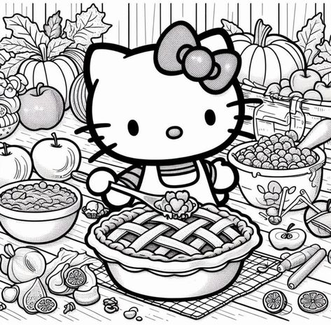 Hello Kitty Thanksgiving Coloring Pages, Hello Kitty Thanksgiving, Hello Kitty Colouring, Hello Kitty Coloring Pages, Thanksgiving Coloring Sheets, Kitty Coloring Pages, Hello Kitty Colouring Pages, Adult Coloring Books Printables, Thanksgiving Coloring