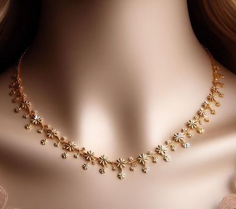 Neck Chains Aesthetic, Simple Mangalsutra Design Gold Jewellery, Gold Set Designs Jewelry Unique, Neck Jewellery Designs, Simple Jewellery Design Indian, Gold Necklace Set Simple Indian, Necklaces Gold Indian, Gold Design Jewellery Necklaces, Gold Jewelry Simple Necklace Indian