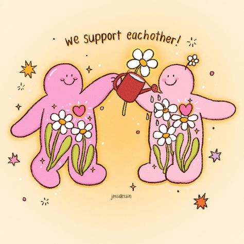 💗We support each other!💐 #Monday #supporteachother #worktogether #personaldevelopment #inspiration #jessdessin #MrBubbles #fenbobo #artworks Supporting Your Friends Quotes, Positive Quotes Friendship, Being A Better Friend, Cute Support Message, Being Loved Quotes, Quotes For Morning, Supportive Friends Quotes, Work Encouragement, Mr Bubbles