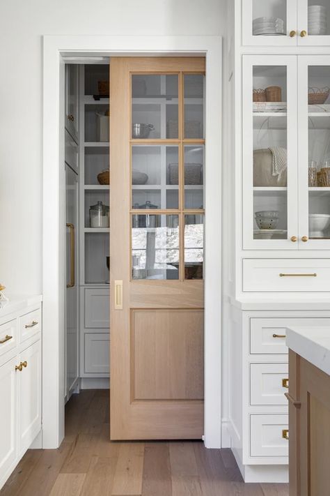 Walk In Pantry Ideas, Sliding Pantry Doors, House Pantry, Pantry Remodel, Neoclassical Interior, Casa Country, Kitchen Pantry Design, New House - Kitchen, Pocket Door