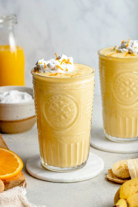 Orange Creamsicle Smoothie - All the Healthy Things Prenatal Smoothie, Snacks For College Students, Snacks For College, Healthy Study Snacks, Orange Creamsicle Smoothie Recipe, Healthy Apple Pie Smoothie, Orange Creamsicle Smoothie, All The Healthy Things, Creamsicle Smoothie