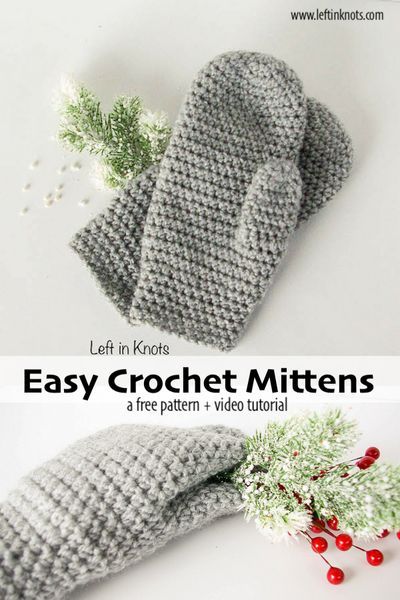 FREE CROCHET PATTERN - make the nicest looking crochet mittens with this simple pattern. Using one skein of worsted weight yarn, this project is a great scrap buster and great for donations. There are full right and left handed video tutorials to walk y Easy Crochet Mittens, Crochet Mitts, Crochet Mittens Free Pattern, Mitten Pattern, Crochet Mittens Pattern, Beginner Friendly Crochet, Textured Crochet, Crochet Patterns Free Beginner, Confection Au Crochet