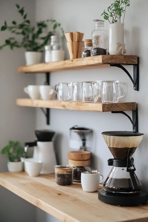 Create a cozy corner with a DIY coffee bar! 🛠️☕ Perfect for all coffee lovers. #DIYCoffeeStation #HomeDecorIdeas #CozyVibes Coffee Corner Ideas Kitchen, Coffee Bar Setup, Coffee Corner Kitchen, Diy Coffee Station, Diy Coffee Bar, Bar Setup, Corner Kitchen, Coffee Nook, Home Coffee Bar