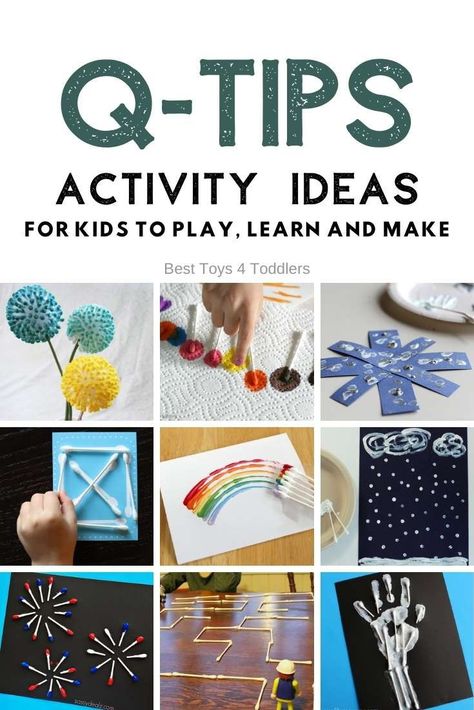 Q-tips activity ideas for sensory play, learning, art, crafts and more with one of the most inexpensive items we all have at home! #qtips #cottonbuds #sensoryplay #earlylearning #handsonplay #toddleractivities #playideas Qtip Crafts For Kids, Q Tips Crafts For Kids, Qtip Painting Ideas, Qtip Art, Qtip Crafts, Q Tip Crafts, Q Tip Art, Cotton Ball Crafts, Fine Motor Activities For Preschoolers