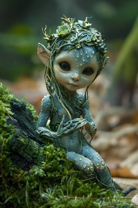 Fae Creatures, Pixie Fairy, Arte Alien, Mushroom Fairy, Fantasy Art Dolls, Fairy Artwork, Cute Fantasy Creatures, Gems Art, Forest Creatures