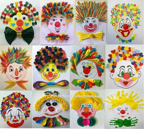 decorer des clowns pour le carnaval Clown Crafts, Circus Crafts, Carnival Crafts, Thema Circus, Theme Carnaval, Holiday Painting, Art N Craft, Purim, Crafts For Teens