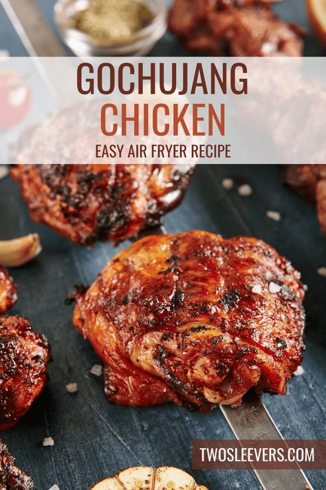 If you're a fan of bold flavors and spicy dishes, get ready to tantalize your taste buds with this irresistible Gochujang Chicken Thighs recipe. Cooking With Gochujang, Gochu Jang Recipes, Chicken Thigh Recipes Crispy Skin, Gochujang Chicken Air Fryer, Spicy Gochujang Chicken, Honey Gochujang Chicken, Gogugang Chicken, Gochujang Fish Recipe, Gojuchang Chicken Marinade