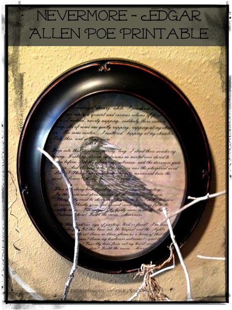 Crafty+in+Crosby:+Nevermore+Tree+and+Printable Free Edgar Allen Poe Printables, Edgar Allen Poe The Raven, Poe The Raven, Raven Halloween, Edgar Allen, Quoth The Raven, Allen Poe, Edgar Allen Poe, Halloween Printable