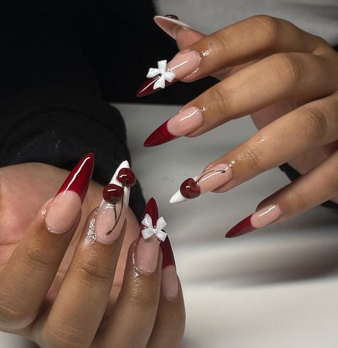 Juicy lil sculpted cherries | Instagram Gel X Nails Designs, Nail Sunny, Sculpted Nails, Cherry Nails, Grunge Nails, Nails Only, Unique Acrylic Nails, Summer Acrylic Nails, Red Cherry