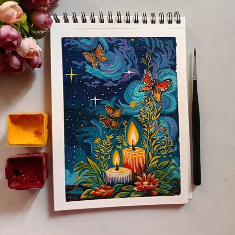 My entry for #thoovipaintober24 Theme - Lights Hosted by @thooviarts.retail @thoovi.arts @miyahimi.in GUIDANCE @rsn_blissfulcreativity Materials used Watercolor sheets GSM 300 Gouache colours @miyahimi.in @thoovi.arts Inspiration - Pinterest #arttherapy #gouachepainting #gouacheartwork #gouacheart #paperpainting #sheetpainting #artforsale #art #paintingforsale Painting Tutorial Watercolor, Watercolor Negative Painting, Colorful Canvas Art, Doodle Art Flowers, Sky Art Painting, Easy Mandala Drawing, Boho Art Drawings, Princess Drawings, Gouache Art