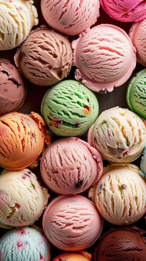 Colorful ice cream scoops in various flavors background royalty free stock photos Ice Cream Photography Ideas, Cute Ice Cream Wallpaper, Ice Cream Promotion, Sweet 16 Food, Best Ice Cream Flavors, Alphabet Aesthetic, Baskin Robins, Freeze Dried Ice Cream, Ice Cream Branding