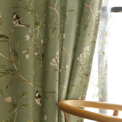 Amazon.com: Vintage Birds Theme Curtains 96 Inch Long,Farmhouse Decorative Patio Door Curtains & Drapes Grommet Thick Weight Vertical Panels Privacy Assured with Light-filtering,1 Green Panel W75''x L96'' : Home & Kitchen Retro Style Bedroom, Curtain Kitchen, Patio Door Curtains, Green Drapes, Blackout Panels, Green Curtains, Blue Curtains, Curtains For Living Room, Blackout Drapes