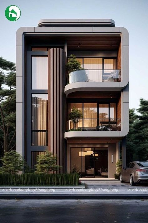 Town House Design Interior, 3 Floors Building Elevation Modern, Elevation Designs For House, Building Elevation Design, Flat House Design, House Structure Design, Town House Architecture, Modern Facade, Modern Elevation