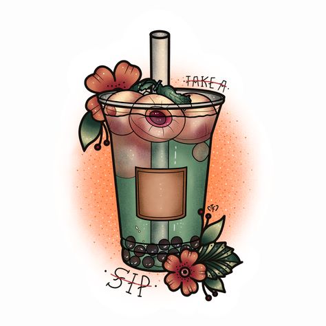 Lychee Tattoo, Boba Tea Tattoo, Bubble Tea Tattoo, Boba Tattoo, Lychee Bubble Tea, Merch Outfits, Hawaii Tattoo, Tea Tattoo, Creepy Kawaii