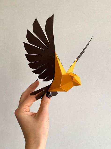 Sparrow Make your own Low poly bird on fly Geometric bird | Etsy