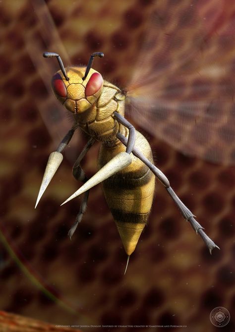 ArtStation - Beedrill, Joshua Dunlop Joshua Dunlop, Bug Type Pokemon, Pokemon Real Life, Pokemon Irl, First Gen Pokemon, Creepy Pokemon, Pokemon 100, Realistic Pokemon, Pokemon In Real Life