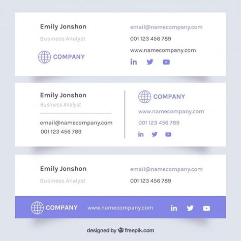 Download Email Signature Collection In Flat Style for free Company Email Signature, Creative Email Signatures, Best Email Signatures, Signature Mail, Email Footer, Html Email Signature, Professional Email Signature, Graphic Design Magazine, Email Signature Design