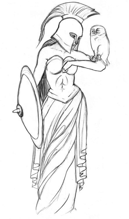 Athena Goddess Art Drawing, Athena Line Drawing, Athena Greek Goddess Drawing, Athena Drawing Easy, Athena Drawing Greek Mythology, Athena Art Drawing, Athena Goddess Drawing, Greek Goddess Sketch, Roman Art Drawing