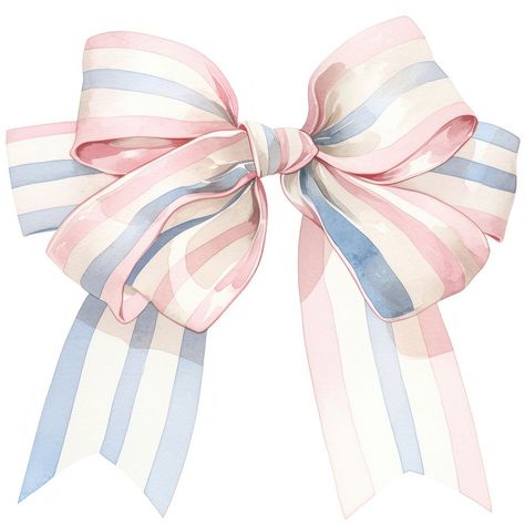 Pink Drawings, Blue Stripe Wallpaper, Bow Illustration, Coquette Collage, Pink And Blue Ribbon, Bow Drawing, Pastel Bows, Bow Art, Jungle Pattern