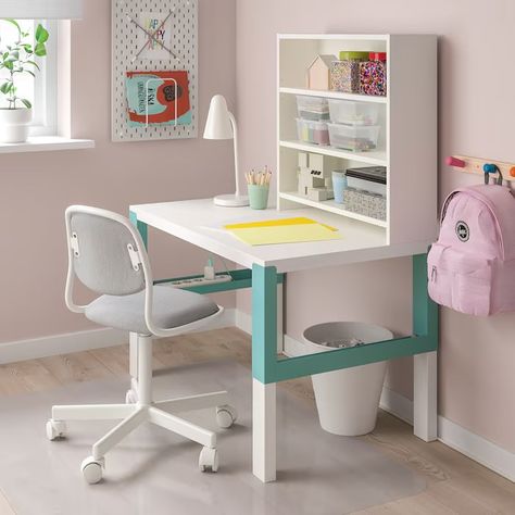 Inspiring children’s book storage ideas - IKEA Childrens Desk And Chair, Desktop Shelf, Childrens Desk, Kids' Desk, Honeycomb Paper, Kid Desk, Kids Seating, Cord Organization, White Desks