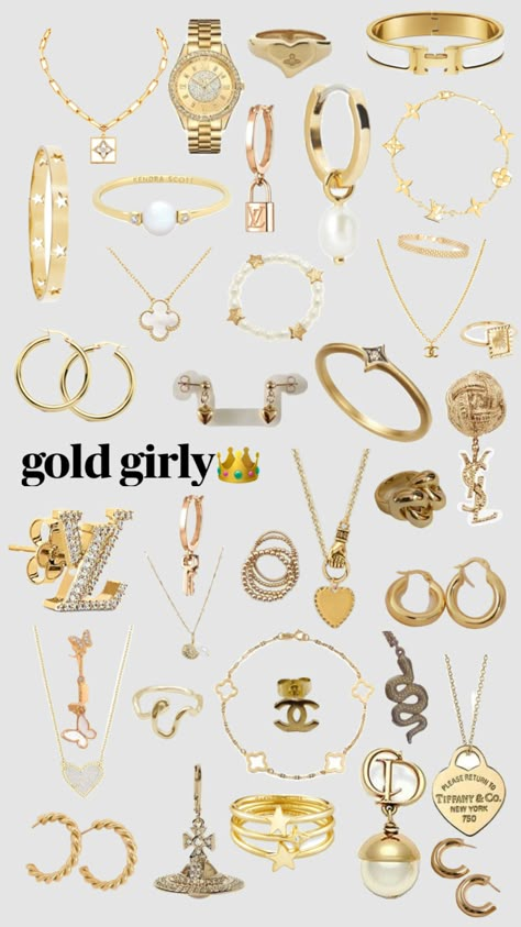 #gold #goldencore #jewelryinspo #jewelry #goldjewelry Bags Wishlist, Xoxo Jewelry, Jewelry Closet, Preppy Jewelry, Gold Girl, Luxe Jewelry, Jewelry Accessories Ideas, Vanilla Girl, Jewelry Fashion Trends