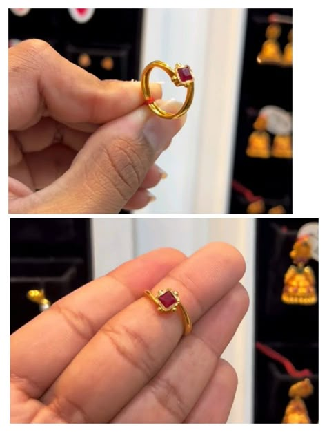 Pagadam Rings For Women Gold, Pavalam Ring Design, Kanakapushyaragam Ring Designs, Pagadam Rings For Women, Pagadam Rings, Rings New Design, Ring Nose Pin, Beaded Foot Jewelry, Stone Rings For Women