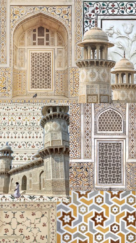 White mughal inlay cream marble Itimad Ud Daulah Tomb, Islamic Moodboard Aesthetic, Mughal Mood Board, Agra Illustration, Taj Mahal Mood Board, Mughal Architecture Motifs Design, Mughal Architecture Motifs, Mughal Clothing, Romani Art