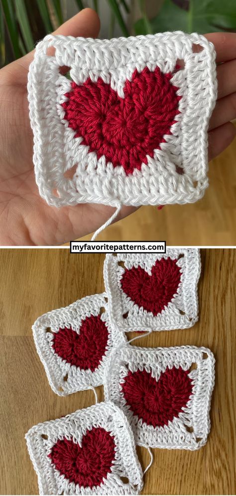 Free Crochet Granny Heart Square Pattern Love Granny Square Crochet Pattern, Granny Square Hearts Free Pattern, Granys Crochet Squares Heart, Valentine’s Day Sewing Crafts, Heart Granny Squares Crochet Pattern, Granny Squares Heart Patterns, Crocheted Heart Granny Square, Crochet Granny Square With Heart, Granny Pattern Crochet