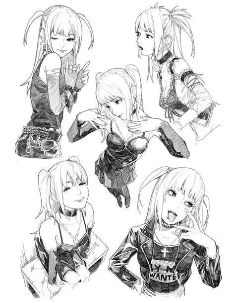 Misa Amane, Notes Art, Different Poses, 캐릭터 드로잉, Character Sketches, 5 Anime, Arte Sketchbook, 영감을 주는 캐릭터, Art Poses