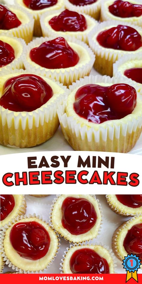 Easy Mini Cheesecakes, Soup Shooters, Mini Cherry Cheesecakes, Mini Cheesecakes Easy, Vanilla Wafer Crust, Cream Cheese Cupcakes, Vanilla Wafer, Mini Cheesecake Recipes, Cherry Desserts